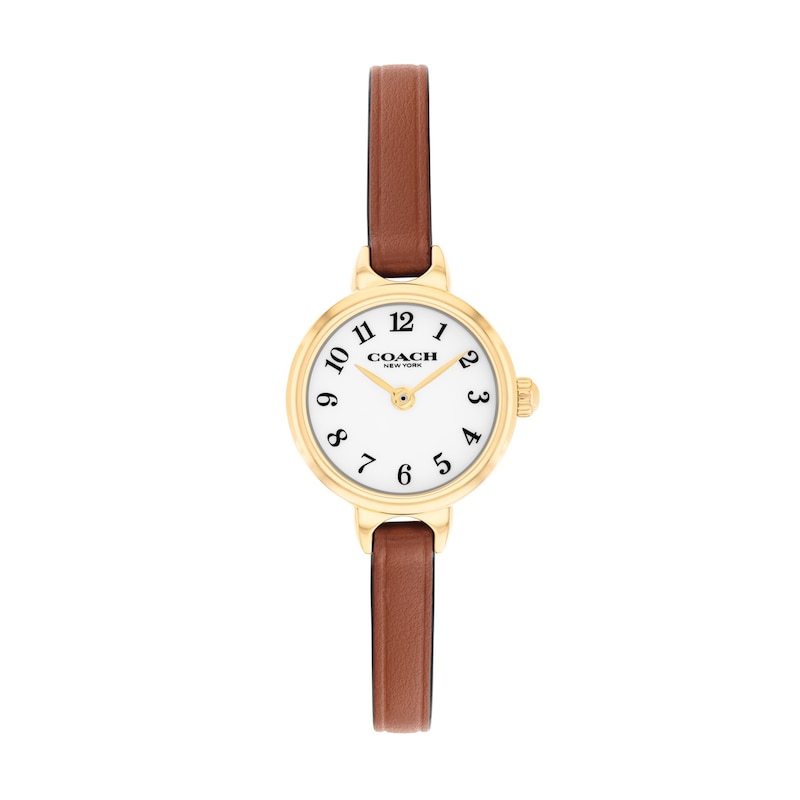 Main Image 1 of Ladies' Coach Iris Gold-Tone IP Stainless Steel Watch with Brown Leather Strap (Model: 14504656-T)