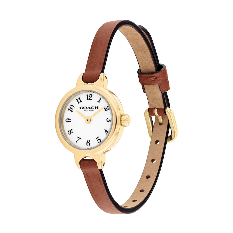 Main Image 2 of Ladies' Coach Iris Gold-Tone IP Stainless Steel Watch with Brown Leather Strap (Model: 14504656-T)