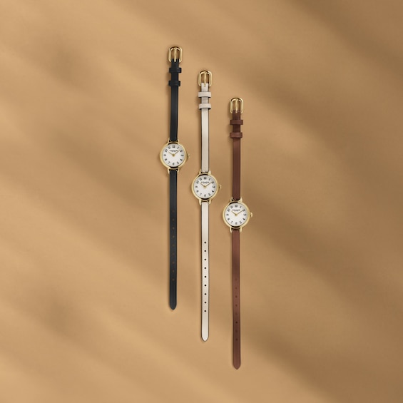 Ladies' Coach Iris Gold-Tone IP Stainless Steel Watch with Brown Leather Strap (Model: 14504656-T)