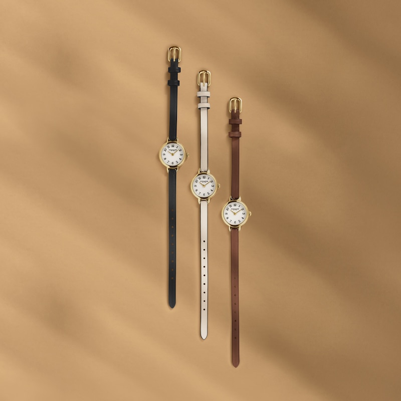 Main Image 5 of Ladies' Coach Iris Gold-Tone IP Stainless Steel Watch with Brown Leather Strap (Model: 14504656-T)