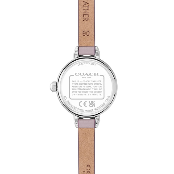 Ladies' Coach Iris Stainless Steel Watch with Chalk Dial and Lavender Leather Strap (Model: 14504658)
