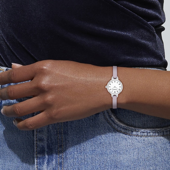 Ladies' Coach Iris Stainless Steel Watch with Chalk Dial and Lavender Leather Strap (Model: 14504658)