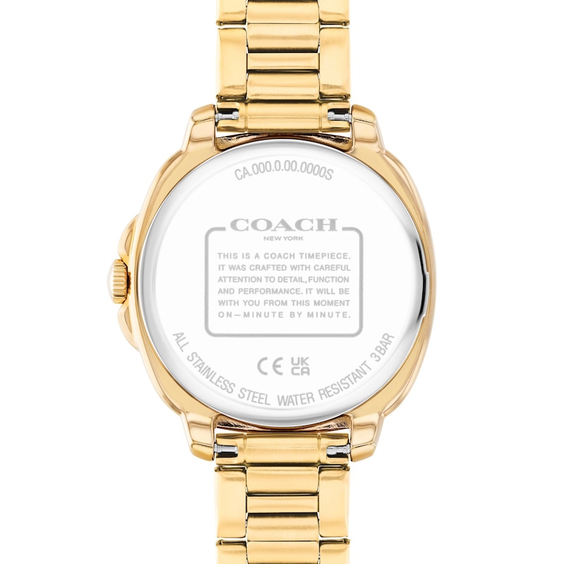 Main Image 3 of Ladies' Coach Kitt Crystal Bezel Gold-Tone IP Stainless Steel Watch with Silver-Tone Dial (Model: 14504636)