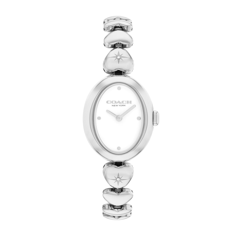 Main Image 1 of Ladies' Coach Sammy Stainless Steel Watch with White Dial and Heart-Link Bracelet (Model: 14504639-T)
