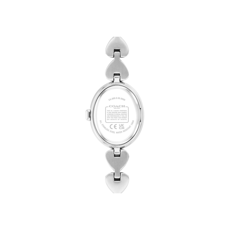 Main Image 3 of Ladies' Coach Sammy Stainless Steel Watch with White Dial and Heart-Link Bracelet (Model: 14504639-T)