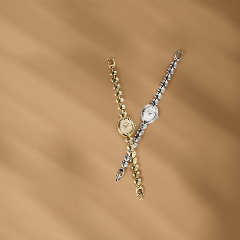 Main Image 5 of Ladies' Coach Sammy Stainless Steel Watch with White Dial and Heart-Link Bracelet (Model: 14504639-T)