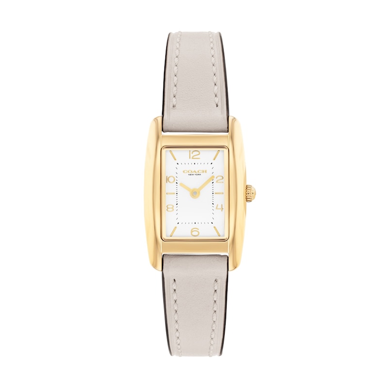 Main Image 1 of Ladies' Coach Reese Gold-Tone IP Stainless Steel Watch with Silver-White Dial and Chalk Leather Strap (Model: 14504645)