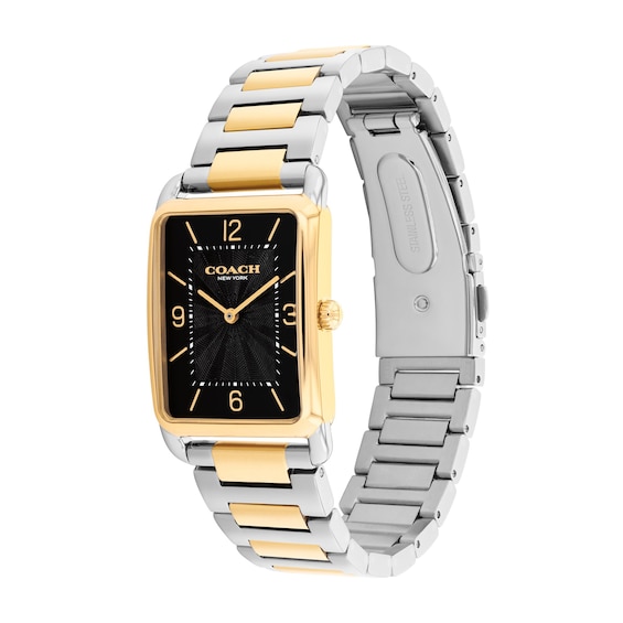 Coach Elliot Two-Tone IP Stainless Steel Watch with Black Dial (Model: 14400050)