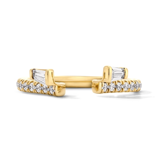 1/2 CT. T.w. Baguette-Cut Lab-Grown Diamond Enhancer with Pavé Accents in 14K Gold (F/Vs2)