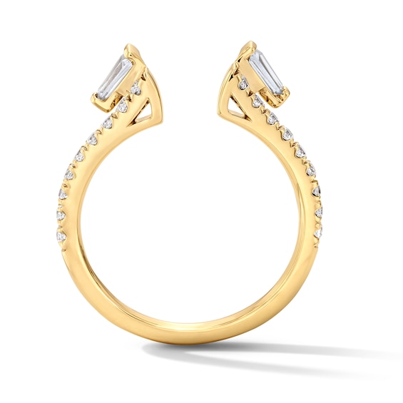 1/2 CT. T.w. Baguette-Cut Lab-Grown Diamond Enhancer with Pavé Accents in 14K Gold (F/Vs2)