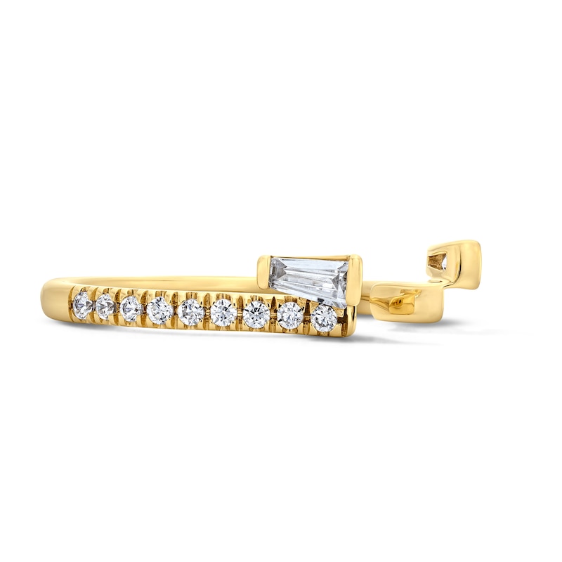 Main Image 4 of 1/2 CT. T.W. Baguette-Cut Lab-Grown Diamond Enhancer with Pavé Accents in 14K Gold (F/VS2)