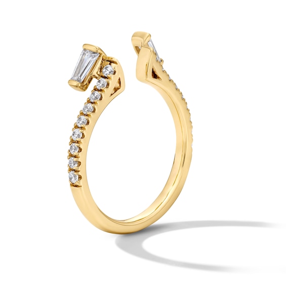 1/2 CT. T.w. Baguette-Cut Lab-Grown Diamond Enhancer with Pavé Accents in 14K Gold (F/Vs2)