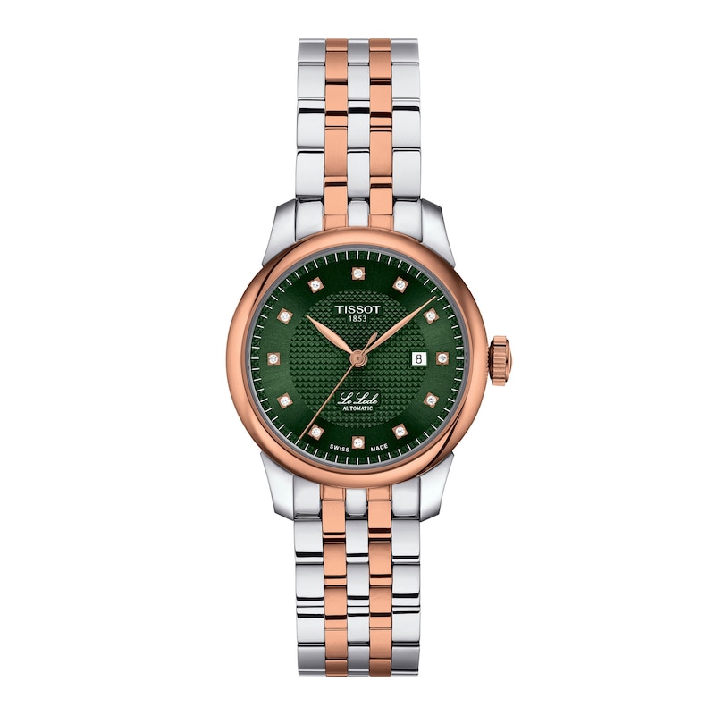 Main Image 1 of Ladies' Tissot Le Locle Rose-Tone PVD and Stainless Steel Watch with Green Dial (Model T0062072209600)