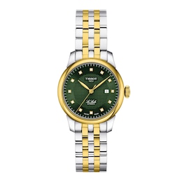 Ladies' Tissot Le Locle Gold-Tone PVD and Stainless Steel Watch with Green Dial (Model: T0062072209601)