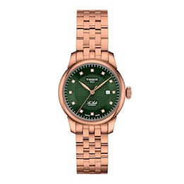 Ladies' Tissot Le Locle Rose-Tone PVD Stainless Steel Watch with Green Dial (Model: T0062073309600)