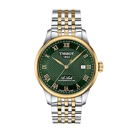 Men's Tissot Le Locle Gold-Tone PVD and Stainless Steel Watch with Green Dial (Model: T0064072209300)