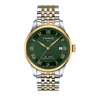 Men's Tissot Le Locle Gold-Tone PVD and Stainless Steel Watch with Green Dial (Model: T0064072209300)