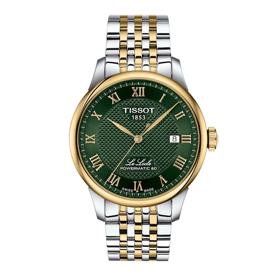 Men's Tissot Le Locle Gold-Tone PVD and Stainless Steel Watch with Green Dial (Model: T0064072209300)