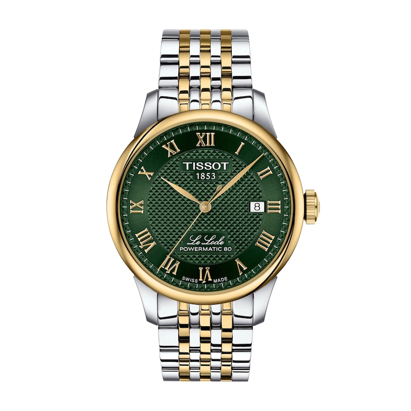 Main Image 1 of Men's Tissot Le Locle Gold-Tone PVD and Stainless Steel Watch with Green Dial (Model: T0064072209300)