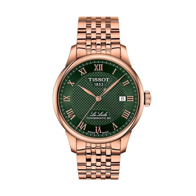 Main Image 1 of Men's Tissot Le Locle Rose-Tone PVD Stainless Steel Watch with Green Dial (Model: T0064073309300)