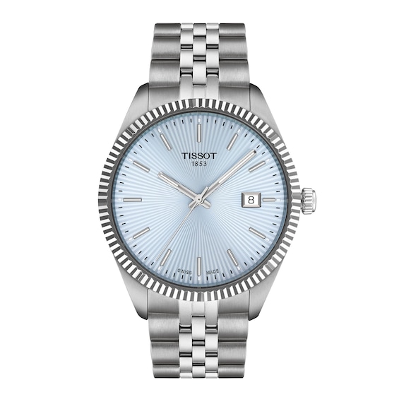 Men's Tissot Ballade Stainless Steel Watch with Ice Blue Dial (Model: T1564101135100)