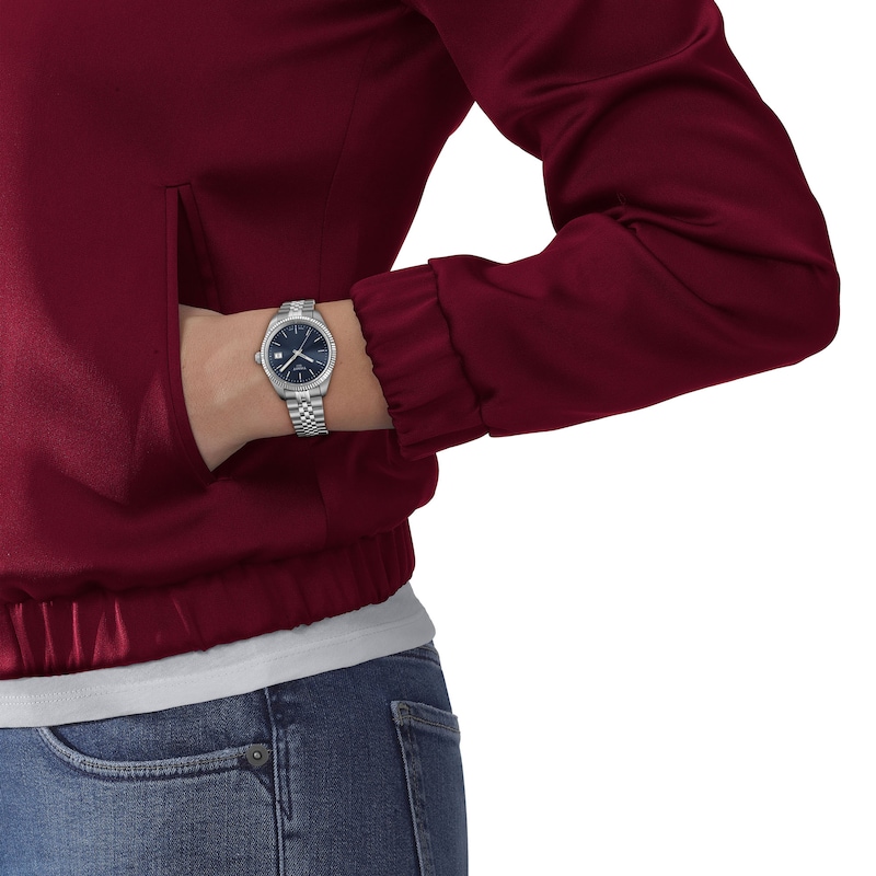 Main Image 4 of Ladies' Tissot Ballade Stainless Steel Watch with Navy Blue Dial (Model: T1562101104100)