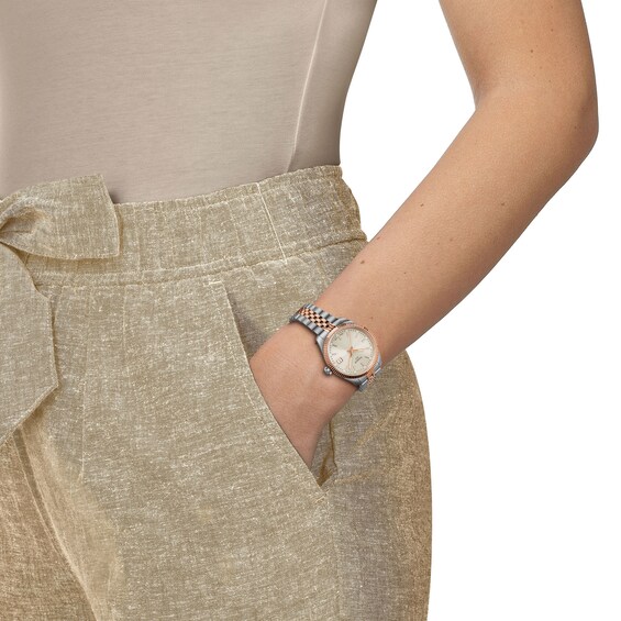 Ladies' Tissot Ballade Rose-Tone PVD and Stainless Steel Watch with Champagne Dial (Model: T1562102203101)