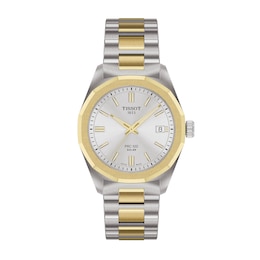 Tissot PRC 100 Solar Gold-Tone PVD and Stainless Steel Watch with Silver-Tone Dial (Model: T1518222203100)