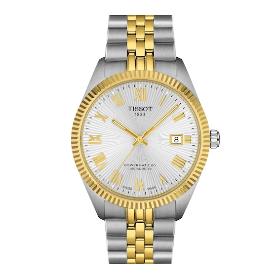 Men's Tissot Ballade Gold-Tone PVD and Stainless Steel Watch with Silver-Tone Dial (Model: T1564082203300)