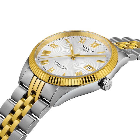 Men's Tissot Ballade Gold-Tone PVD and Stainless Steel Watch with Silver-Tone Dial (Model: T1564082203300)