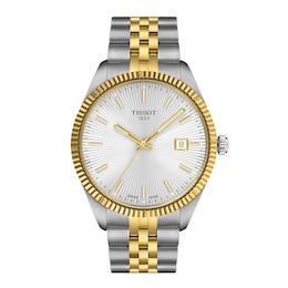 Men's Tissot Ballade Gold-Tone PVD and Stainless Steel Watch with Silver-Tone Dial (Model: T1564102203100)