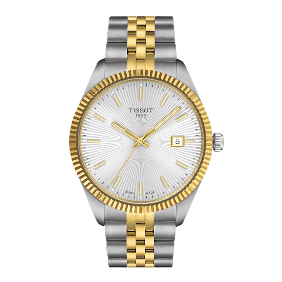 Men's Tissot Ballade Gold-Tone PVD and Stainless Steel Watch with Silver-Tone Dial (Model: T1564102203100