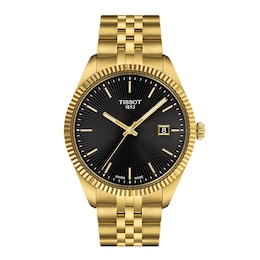 Men's Tissot Ballade Gold-Tone PVD Stainless Steel Watch with Black Dial (Model: T1564103305100)