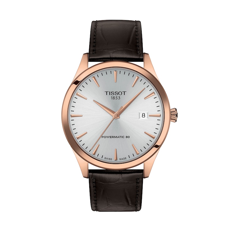 Main Image 1 of Men's Tissot Classic Dream Rose-Tone PVD Stainless Steel Watch with Brown Leather Strap (Model: T1584073603100)