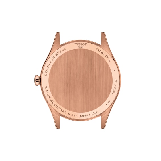 Men's Tissot Classic Dream Rose-Tone PVD Stainless Steel Watch with Brown Leather Strap (Model: T1584073603100)