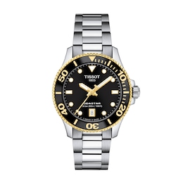 Tissot Seastar 1000 Gold-Tone PVD and Stainless Steel Watch with Black Dial (Model: T1202102105100)