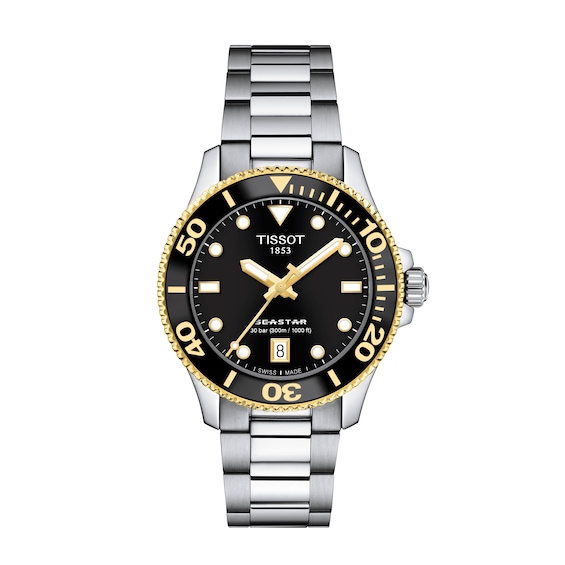Tissot Seastar 1000 Gold-Tone PVD and Stainless Steel Watch with Black Dial (Model: T1202102105100)