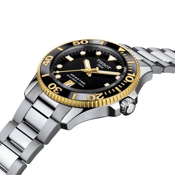 Tissot Seastar 1000 Gold-Tone PVD and Stainless Steel Watch with Black Dial (Model: T1202102105100)