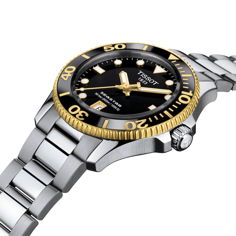 Main Image 6 of Tissot Seastar 1000 Gold-Tone PVD and Stainless Steel Watch with Black Dial (Model: T1202102105100)