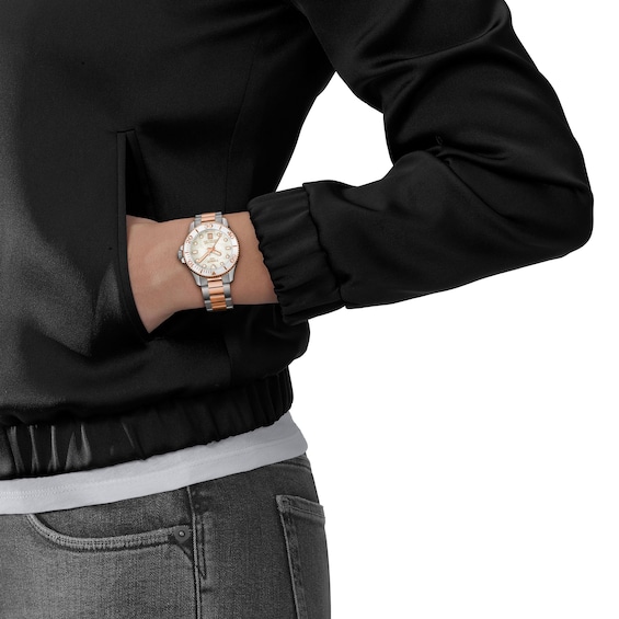 Ladies' Tissot Seastar 1000 Rose-Tone PVD and Stainless Steel Watch with Mother-of-Pearl Dial (Model: T1202102211100)