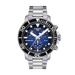 Men's Tissot Seastar 1000 Chronograph Stainless Steel Watch with Blue Dial (Model: T1204171104101)