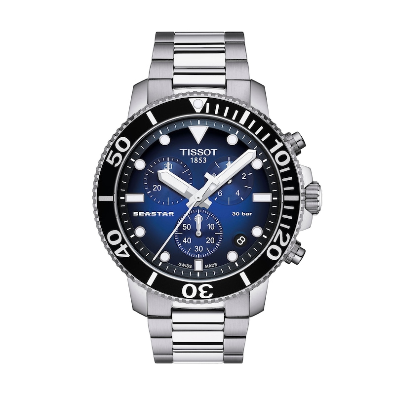 Main Image 1 of Men's Tissot Seastar 1000 Chronograph Stainless Steel Watch with Blue Dial (Model: T1204171104101)