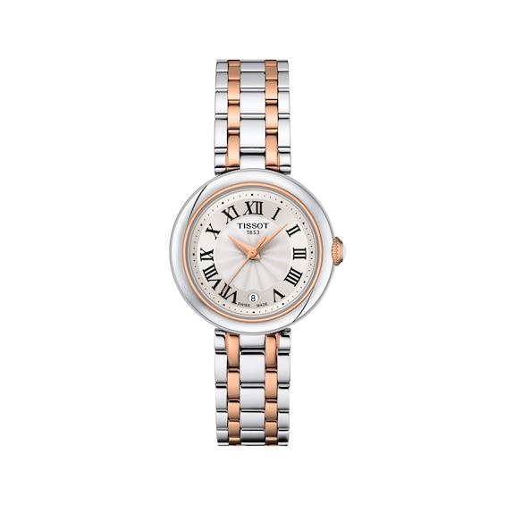 Ladies' Tissot Bellissima Rose-Tone PVD and Stainless Steel Watch with White Dial (Model: T1260102201301)