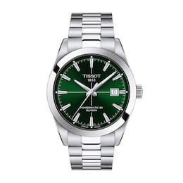 Men's Tissot Gentleman Automatic Stainless Steel Watch with Green Dial (Model: T1274071109101)