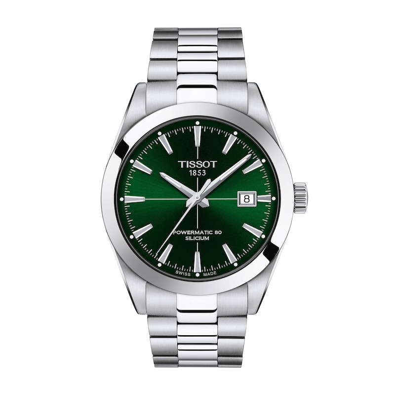 Main Image 1 of Men's Tissot Gentleman Automatic Stainless Steel Watch with Green Dial (Model: T1274071109101)