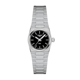 Ladies' Tissot PRX 1/20 CT. T.W. Diamond Stainless Steel Watch with Black Dial (Model: T1370101105600)