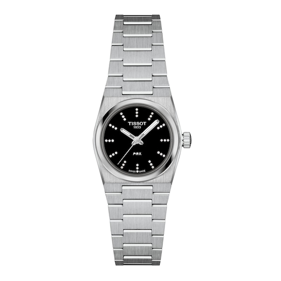Ladies' Tissot PRX 1/20 CT. T.w. Diamond Stainless Steel Watch with Black Dial (Model: T1370101105600)