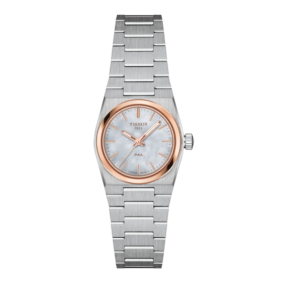 Ladies' Tissot PRX Rose-Tone PVD and Stainless Steel Watch with Mother-of-Pearl Dial (Model: T1370102111100)