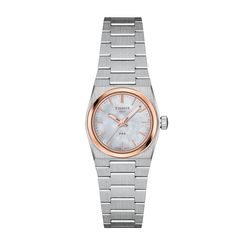 Main Image 1 of Ladies' Tissot PRX Rose-Tone PVD and Stainless Steel Watch with Mother-of-Pearl Dial (Model: T1370102111100)