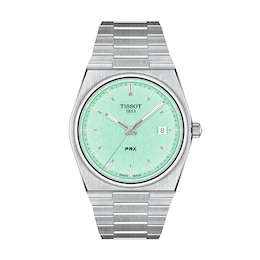 Men's Tissot PRX Stainless Steel Watch with Light Green Dial (Model: T1374101109101)